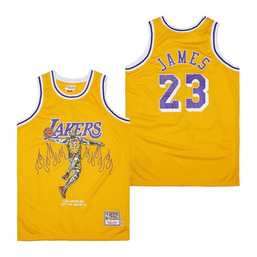 Men Los Angeles Lakers 23 James Yellow 2022 Nike Game NBA Jerseys style 2